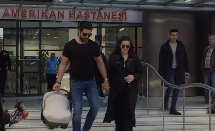 Karan bebek göründü Burak Özçivit ve Fahriye Evcen hastaneden çıkış