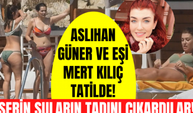 Aslıhan Güner eşi Mert Kılıç ile Bodrum'da görüntülendi! Plajda bikinisini değiştirdi!