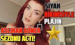 Aslıhan Güner yeni siyah saçları ve siyah bikinisiyle plajın yıldızı oldu!