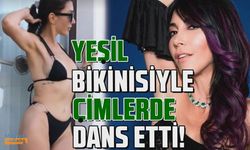 Hande Yener yeşil bikinisi ile çimlerin üzerinde dans etti!