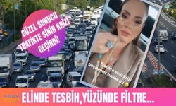 Elinde tesbih, yüzünde filtre! Güzel sunucu Buket Aydın trafikte çekiyor büyük çile!