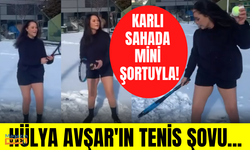 Hülya Avşar karla kaplı sahada mini şortuyla tenis oynadı! Hülya Avşar karlı havada şov yaptı!