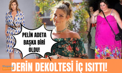 Pelin Öztekin'in derin göğüs dekoltesi yürek hoplattı!