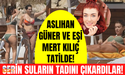 Aslıhan Güner eşi Mert Kılıç ile Bodrum'da görüntülendi! Plajda bikinisini değiştirdi!