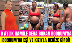 8 aylık hamile oyuncu Seda Bakan bikinisiyle görüntülendi! Eşi ve kızıyla halk plajında eğlendi