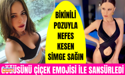 Bikinisiyle nefes kesen Simge Sağın, göğüs ucunu çiçekle sansürledi