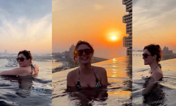 Melis Sezen'in Dubai'de yüzme keyfi!