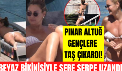 47 yaşındaki Pınar Altuğ beyaz bikinisiyle genç kızlara taş çıkardı! Plajda sere serpe uzandı!