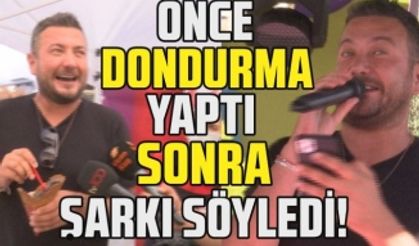 Onur Büyüktopçu önce dondurma yaptı sonra sahnede şarkı söyledi!