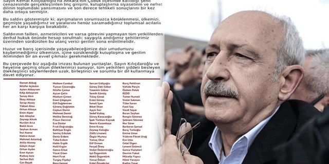117 sanatçıdan, Kılıçdaroğlu saldırısını kınayan bildiri