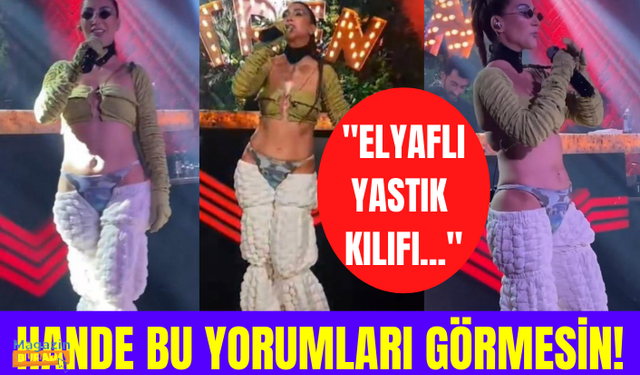 Hande Yener'in konserinde giydiği kıyafeti alay konusu oldu, herkes koltuk örtüsüne benzetti