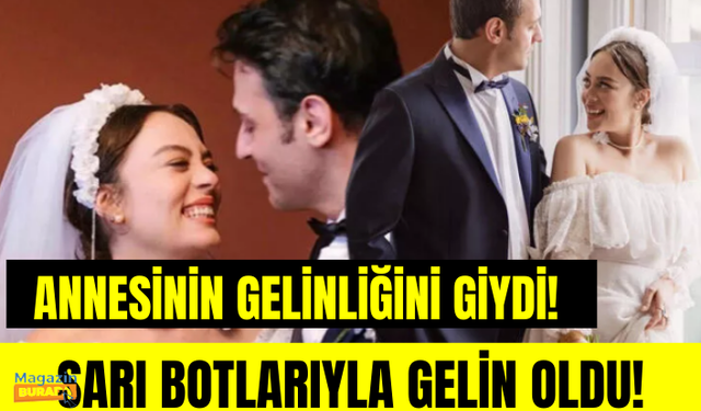 Demet Evgar annesinin gelinliğini giydi!