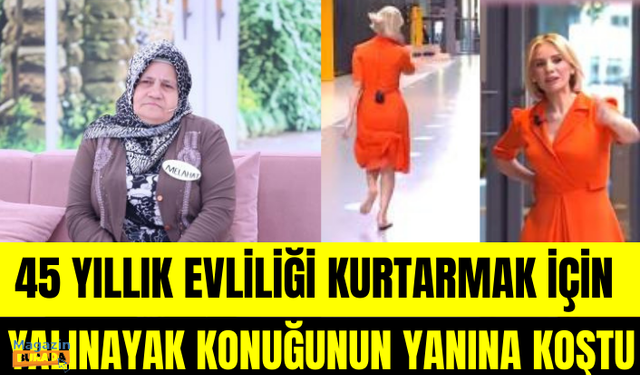 45 yıllık evli çifti barıştırmak isteyen Esra Erol, canlı yayından çıkarak yalınayak konuğunun yanına koştu