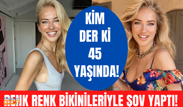 45'lik Burcu Esmersoy, renkli bikinileriyle adeta şov yaptı