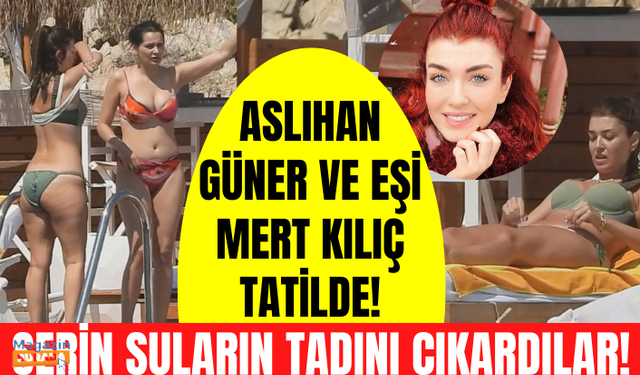 Aslıhan Güner eşi Mert Kılıç ile Bodrum'da görüntülendi! Plajda bikinisini değiştirdi!