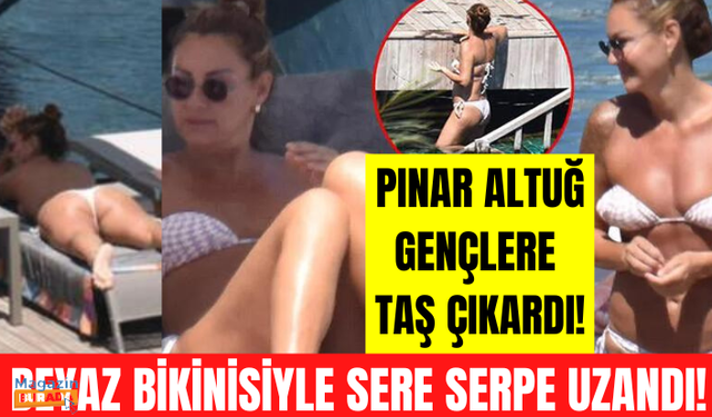 47 yaşındaki Pınar Altuğ beyaz bikinisiyle genç kızlara taş çıkardı! Plajda sere serpe uzandı!