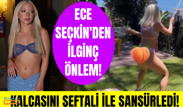 Tanga bikinisiyle spor yapan Ece Seçkin, kalçasını şeftali emojisiyle sansürledi