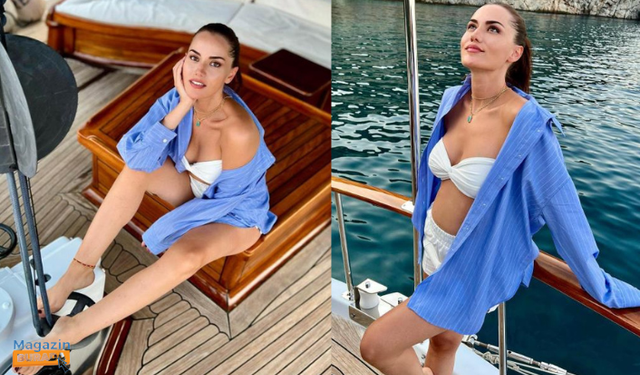 Tatil pozlarını paylaşan Fahriye Evcen'in karnı göründü!