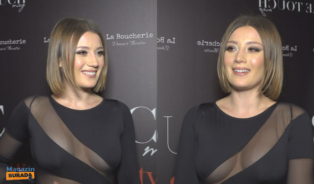 Gizem Karaca transparan elbisesi ve göğüs dekoltesi ile geceye damga vurdu!