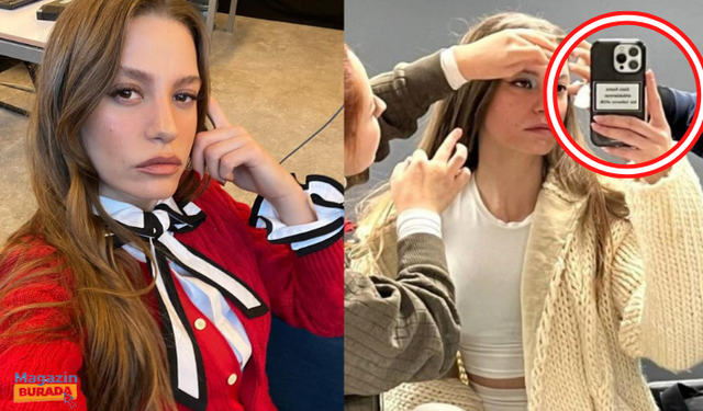 Serenay Sarıkaya'nın telefon kılıfındaki yazı dikkat çekti! Öyle bir mesaj var ki...