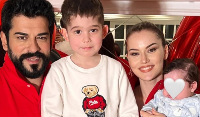 Fahriye Evcen ile Burak Özçivit çifti küçük oğlu Kerem'in yüzünü ilk kez gösterdi!