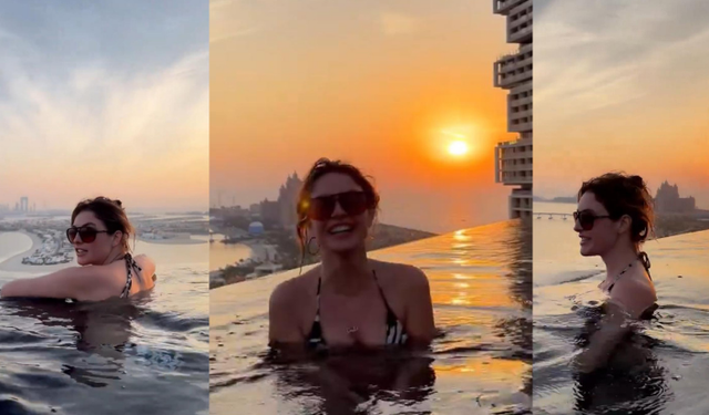 Melis Sezen'in Dubai'de yüzme keyfi!