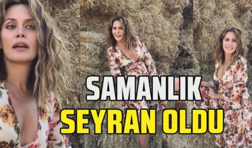 46'lık Ebru Cündübeyoğlu'ndan seksi samanlık pozları