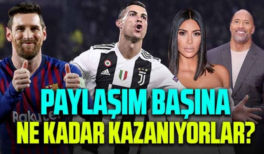 Cristiano Ronaldo paylaşım başına 1 milyon 600 bin Dolar alıyor! Peki ya diğerleri?