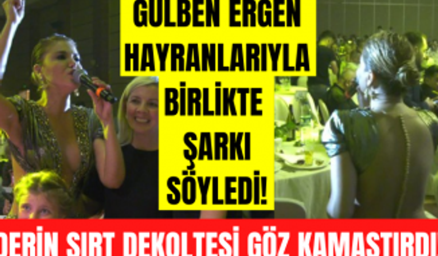 Gülben Ergen mikrofonu aldı hayranlarının arasına dalıp şarkı söyledi! Sırt dekoltesi olay oldu!