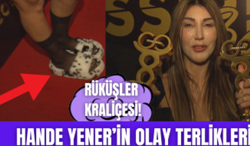 Hande Yener Yılın En İyi Kadın Pop Sanatçısı Ödülünü aldı! Tüylü terlikleriyle geceye damga vurdu