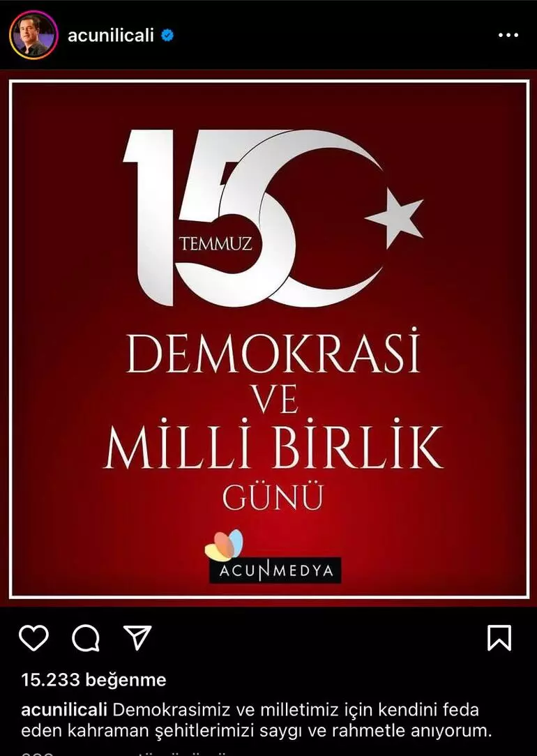 Ünlülerden 15 Temmuz Demokrasi ve Milli Birlik Günü paylaşımları! Arda Güler'den Demet Akalın'a...