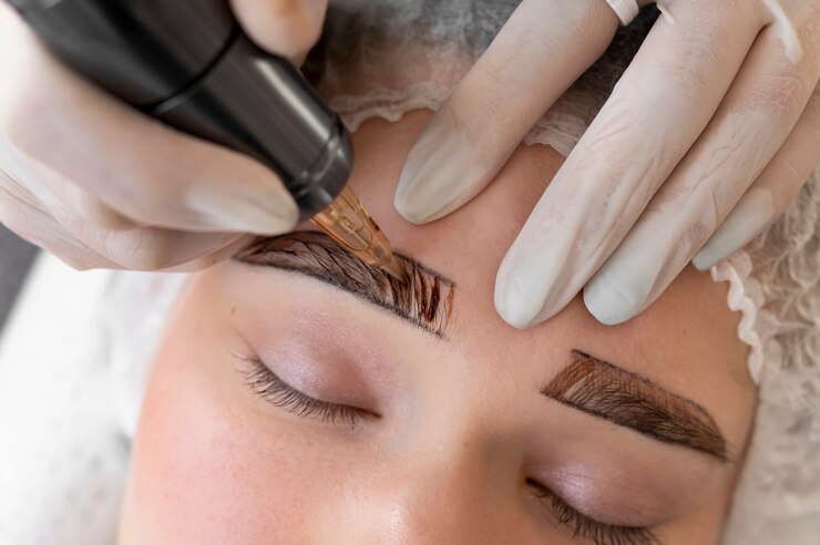 Beautician Doing Microblading Procedure Client S Eyebrows 23 2149183853